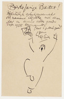KT 1458
<br/>
Briefkaart met tekst en juichend figuurtje
<br/>
<em>Sluiter, Willy (1873-1949)</em>